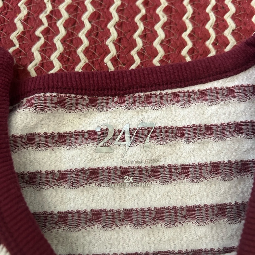 Maurice’s 24/7 tank  Maroon and White Striped Tank Top - Picture 2 of 5